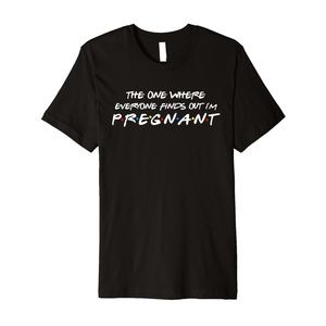 FRIENDS black pregnancy announcement T-shirt | Size M